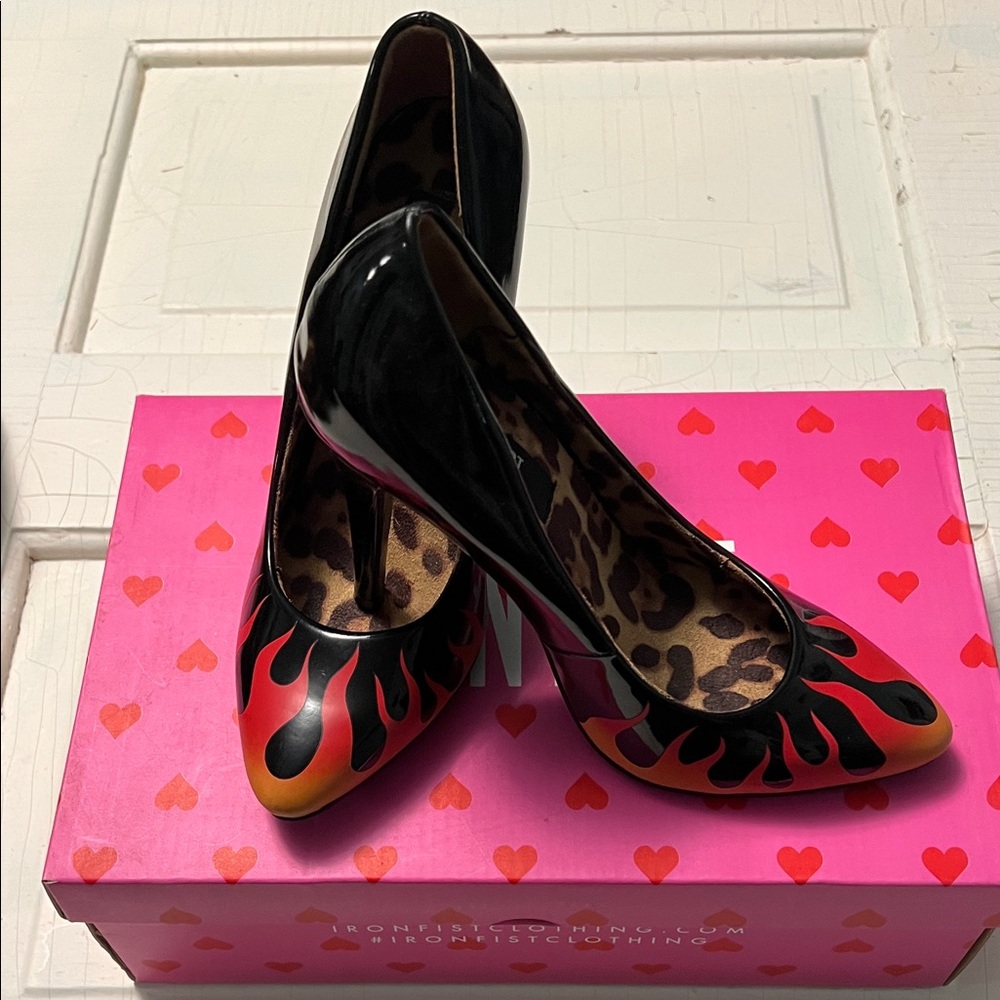 Iron Fist Black and Red Flame Heels